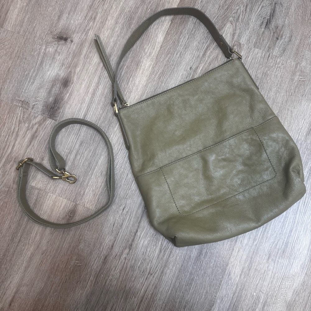 Fossil Fold Over Crossbody Leather Bag Green